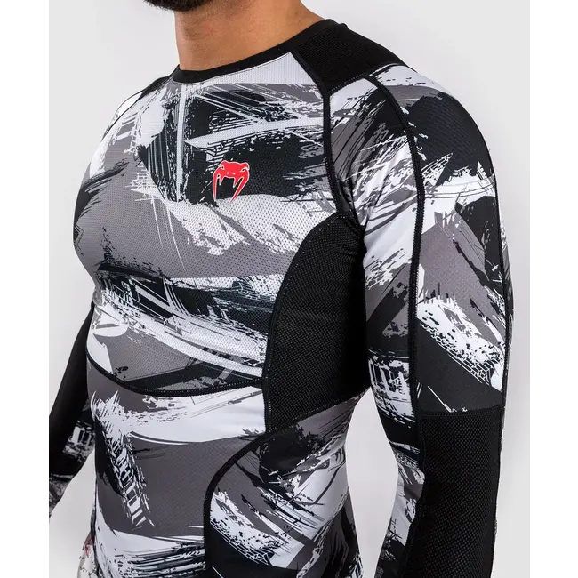 Venum Electron 3.0 Rashguard lange mouw - GRIJS/ROOD