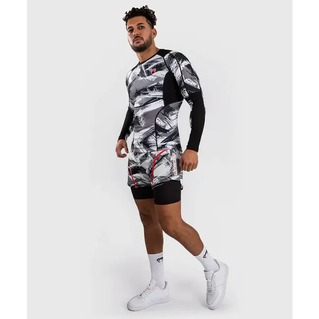 Venum Electron 3.0 Rashguard lange mouw - GRIJS/ROOD