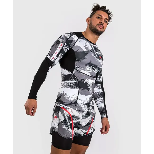 Venum Electron 3.0 Rashguard lange mouw - GRIJS/ROOD
