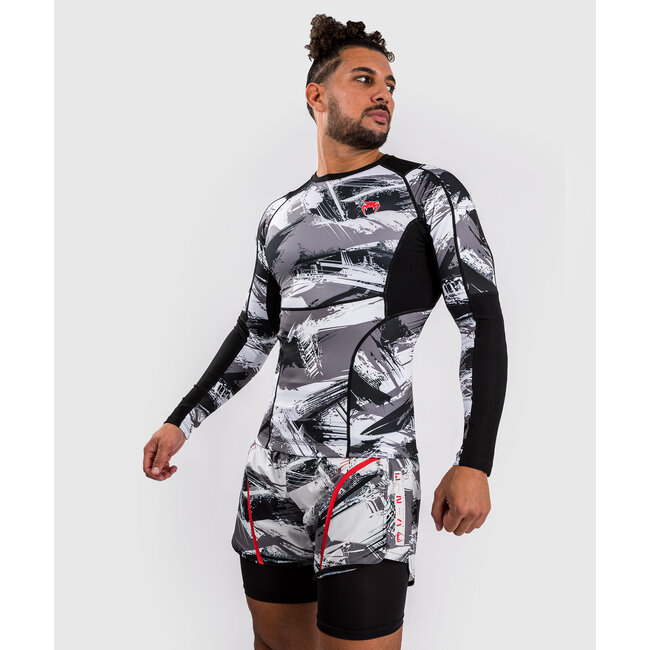 Venum VENUM ELECTRON 3.0 LONG SLEEVE RASHGUARD - GREY/RED