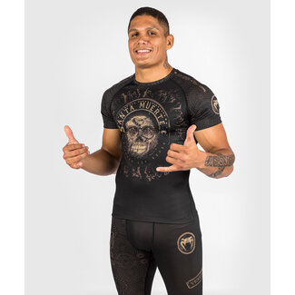 Venum VENUM SANTA MUERTE DARK SIDE - RASHGUARD SHORT SLEEVES - BLACK/BROWN