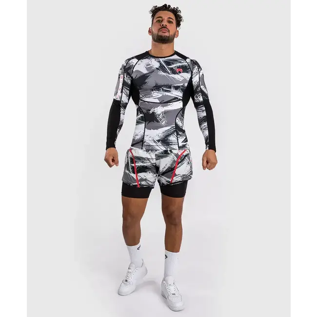 Venum Electron 3.0 Rashguard lange mouw - GRIJS/ROOD