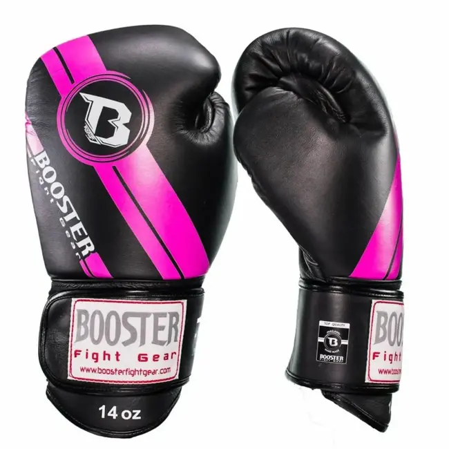 Booster Fightgear BGL 1 V3 Leren Bokshandschoenen – Zwart/Roze – 12oz