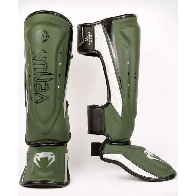 Venum Venum Elite Evo Shinguards - Khaki/Silver