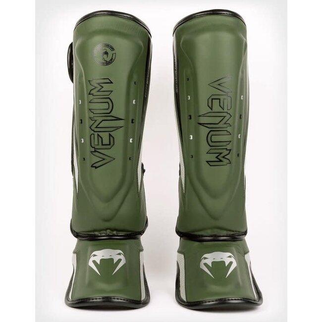 Venum Elite Evo Shinguards - Khaki/Silver