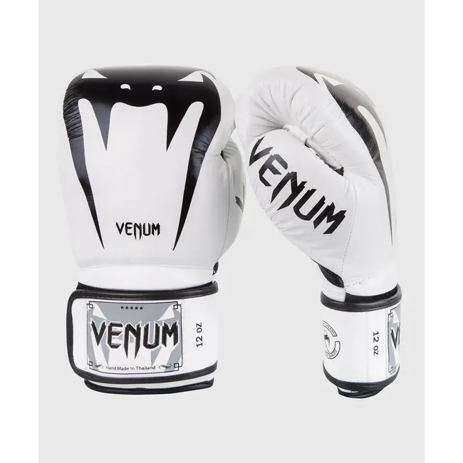 Venum Giant 3.0 Bokshandschoenen – Nappa Leer – White/Black | Premium Sparring Gloves voor Kickboksen & MMA