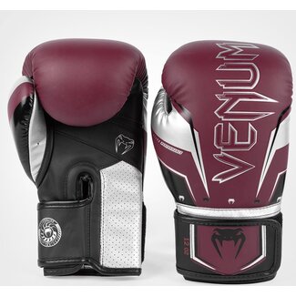 Venum Elite Evo (kick)bokshandschoenen Bordeaux Zilver