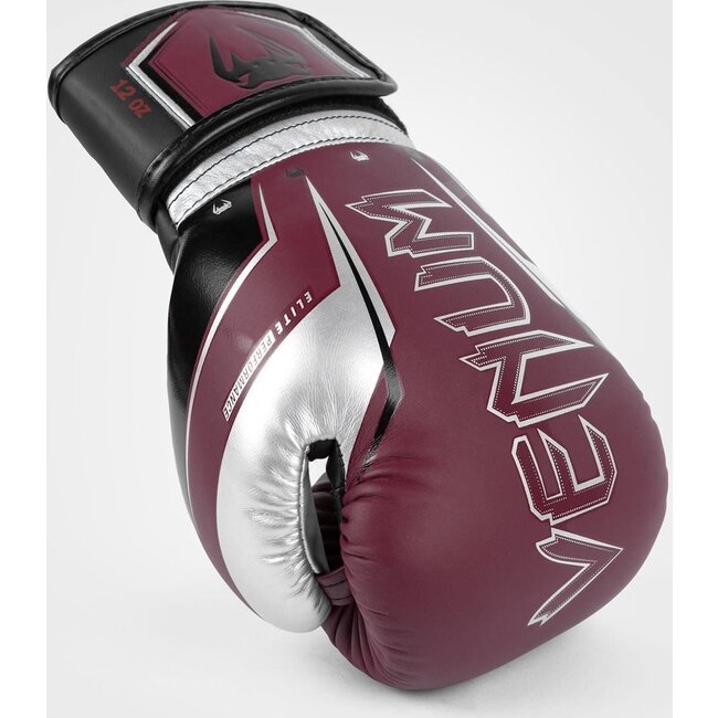 Venum Elite Evo (kick)bokshandschoenen Bordeaux Zilver