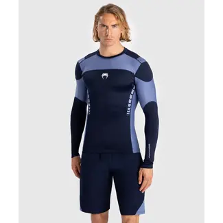 Venum Tempest Men's Long Sleeve Rashguard - Navy Blue/Blue