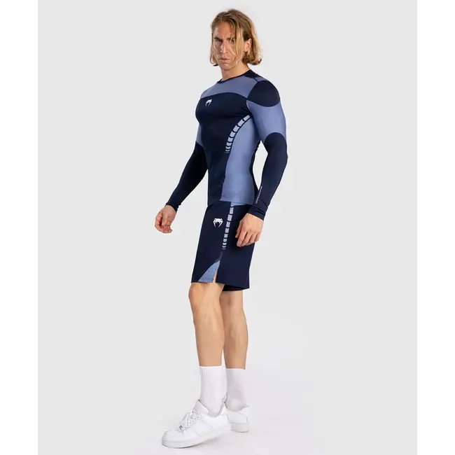 Venum Venum Tempest Men's Long Sleeve Rashguard - Navy Blue/Blue