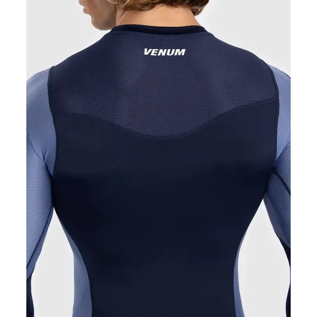 Venum Venum Tempest Men's Long Sleeve Rashguard - Navy Blue/Blue
