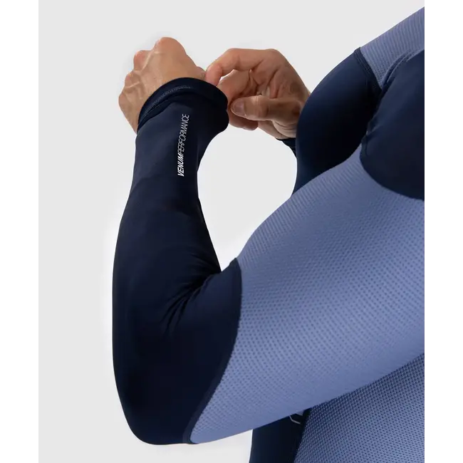 Venum Tempest Men's Long Sleeve Rashguard - Navy Blue/Blue