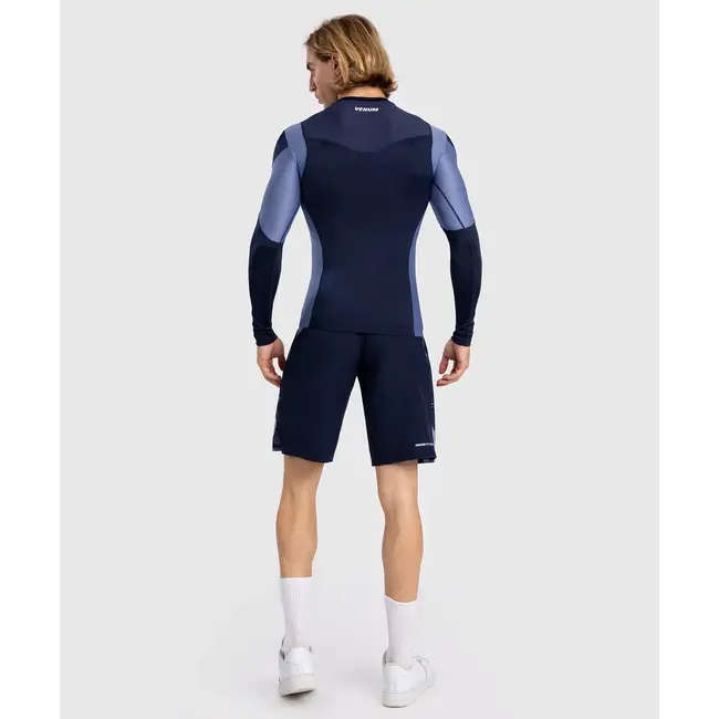 Venum Venum Tempest Men's Long Sleeve Rashguard - Navy Blue/Blue