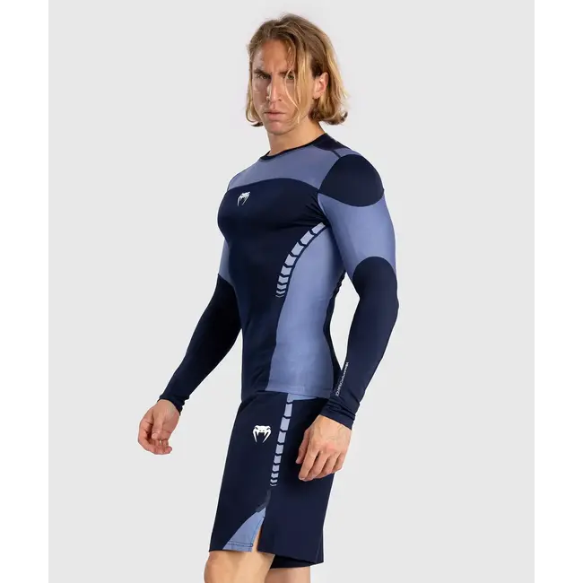 Venum Tempest Men's Long Sleeve Rashguard - Navy Blue/Blue