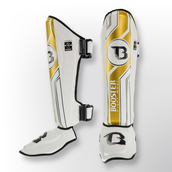 Booster Fightgear Schienbeinschoner -BSG V9 - WEISS/GOLDz