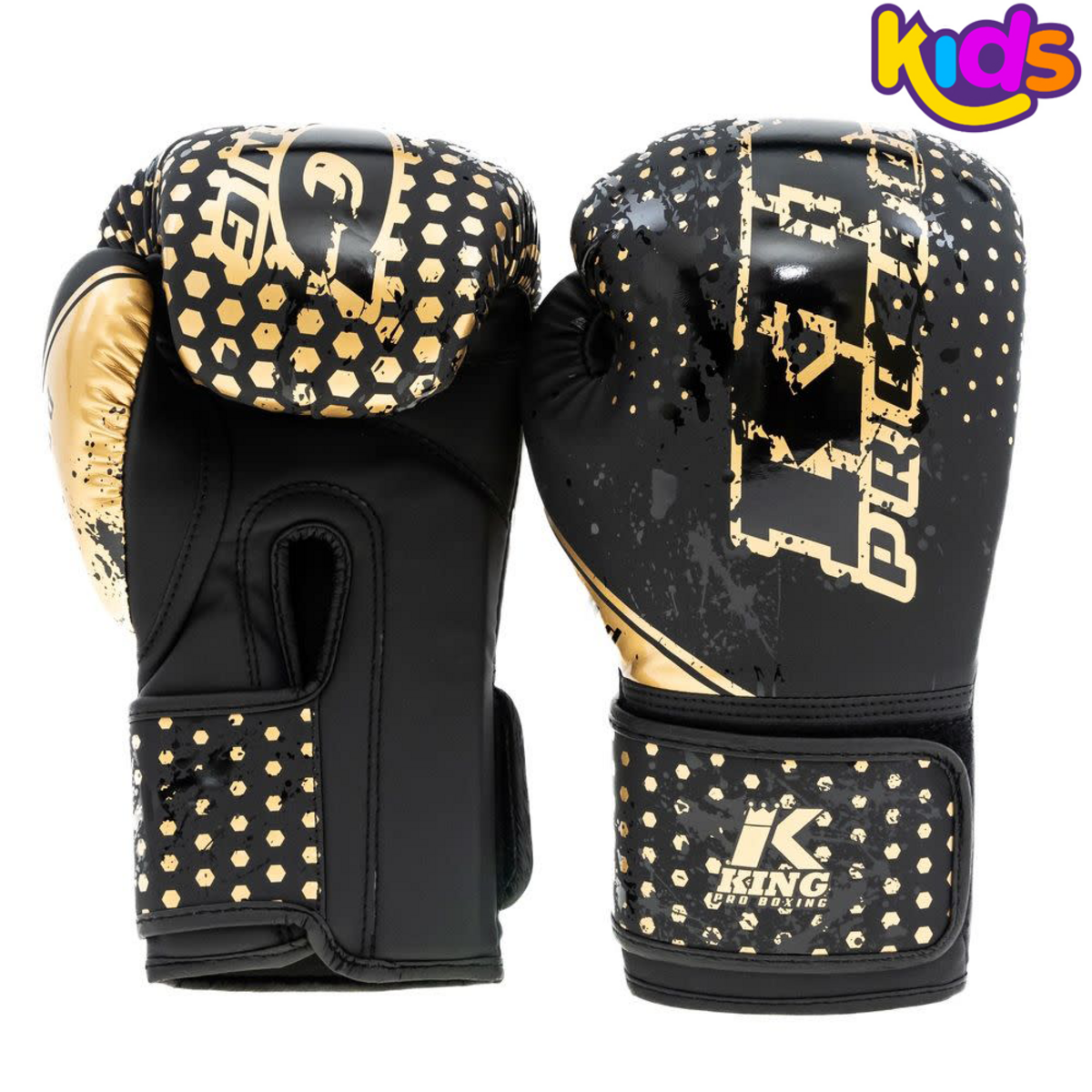 King Pro Boxing Gants de boxe pour enfant - KPB/BG Hexagon 2 - noir/or