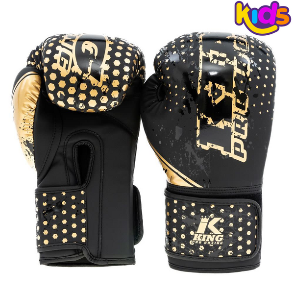 King Pro Boxing Gants de boxe pour enfant - KPB/BG Hexagon 2 - noir/or