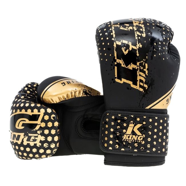 King Pro Boxing BOKSHANDSCHOENEN VOOR KIDS - KPB/BG Hexagon 2 - ZWART/GOUD