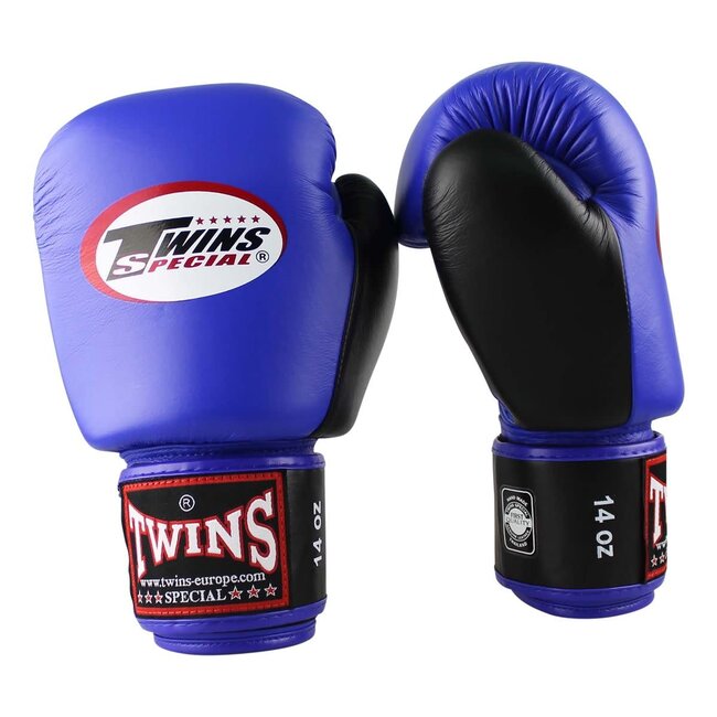 Twins Special BGVL 3 Leren Bokshandschoenen – Retro Blauw/Zwart – 12oz, 14oz en 16oz