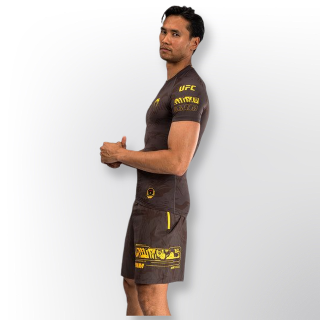 Venum UFC Fusion by Venum Fight Week Men’s Performance Short Sleeve Rashguard - Earthen Brown