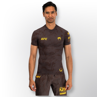 Venum UFC Fusion by Venum Fight Week Men’s Performance Short Sleeve Rashguard - Earthen Brown