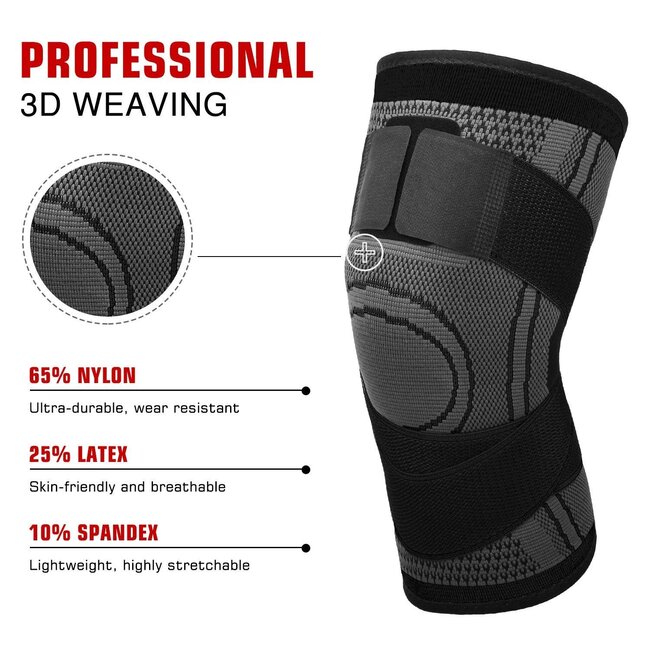 Fightsense Knie Brace Zwart/Grijs – Ondersteuning en Stabiliteit bij Sportblessures – Vechtsportartikel voor vechtsport en training