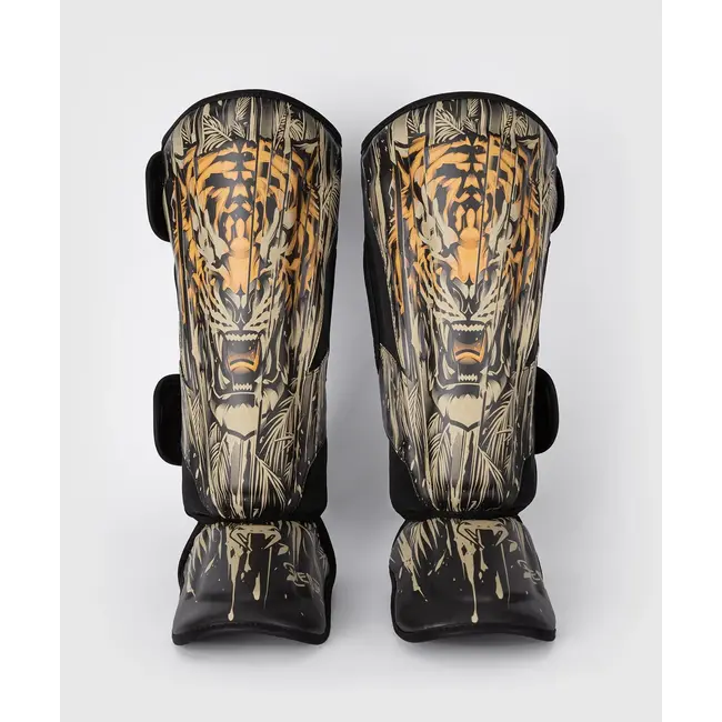 Venum Tiger Schenenschermers - Zwart / Neon Oranje