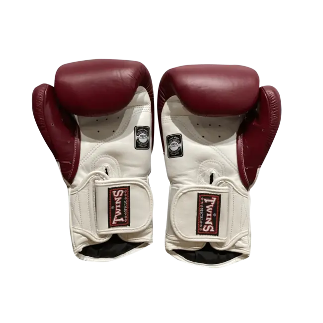 Twins Special BGVL 6 Leren Bokshandschoenen – Wit/Bordeauxrood – 14oz