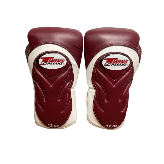 Twins Special BGVL 6 Leren Bokshandschoenen – Wit/Bordeauxrood – 14oz