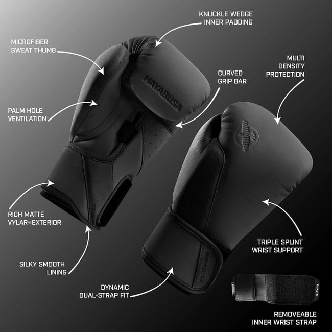 Hayabusa T360 Bokshandschoenen – Zwart – Dual-X Polssteun – Training & Sparring