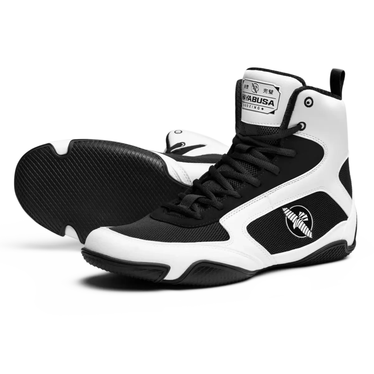 Hayabusa Pro Boxing chaussures de boxe – noir/blanc | Lichtgewicht & Grip pour Explosieve Bewegingen