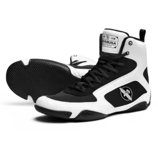 Hayabusa Pro Boxing Boksschoenen – Zwart/Wit | Lichtgewicht & Grip voor Explosieve Bewegingen