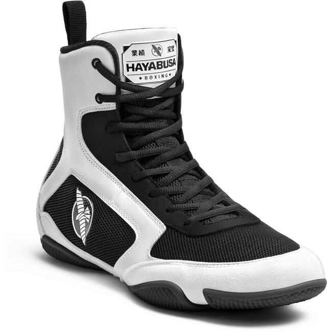 Hayabusa Pro Boxing Boksschoenen – Zwart/Wit | Lichtgewicht & Grip voor Explosieve Bewegingen