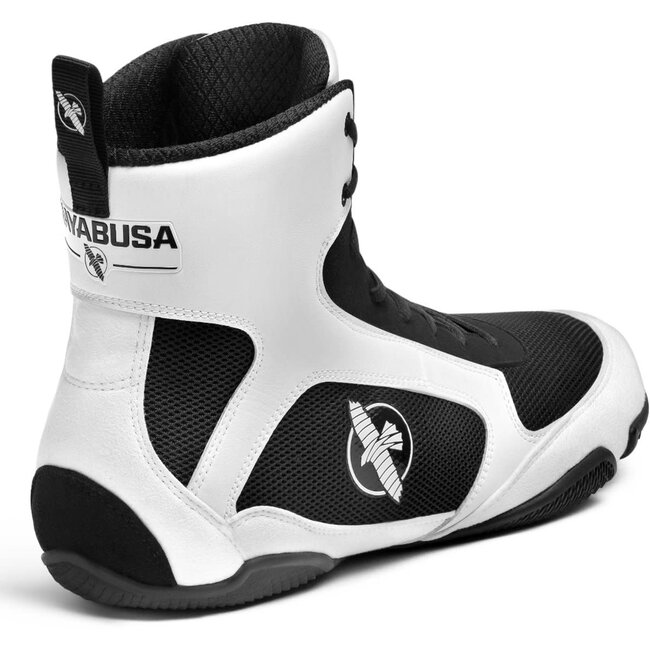 Hayabusa Pro Boxing Boksschoenen – Zwart/Wit | Lichtgewicht & Grip voor Explosieve Bewegingen