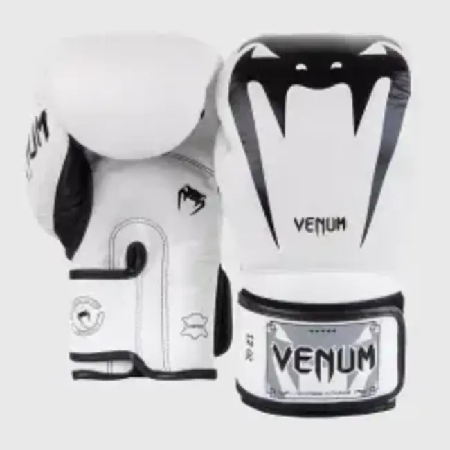 Venum Giant 3.0 Bokshandschoenen – Nappa Leer – White/Black | Premium Sparring Gloves voor Kickboksen & MMA