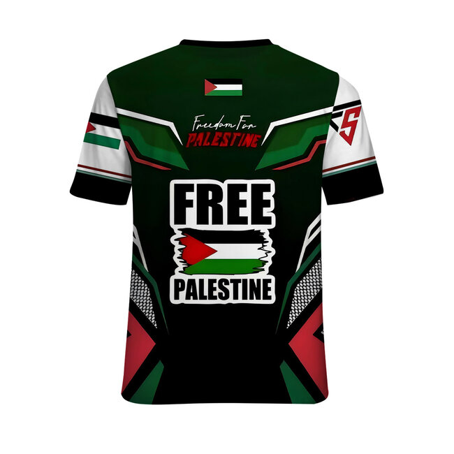 Fightsense Fightsense Free Palestine T-Shirt V2 – Ademend Dry-Fit Sportshirt – Performance Fit