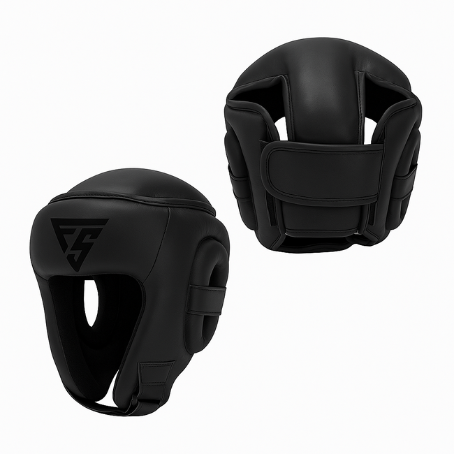 Fightsense Bokshlem Eclipse – Open Vizier – Pro Hoofdbeschermer – Mat Zwart – Vechtsportartikel voor vechtsport en training
