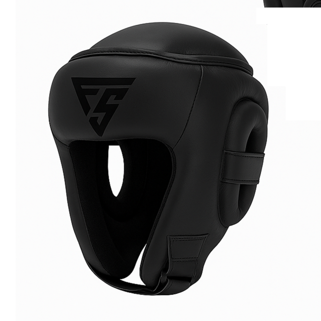 Fightsense Bokshlem Eclipse – Open Vizier – Pro Hoofdbeschermer – Mat Zwart – Vechtsportartikel voor vechtsport en training