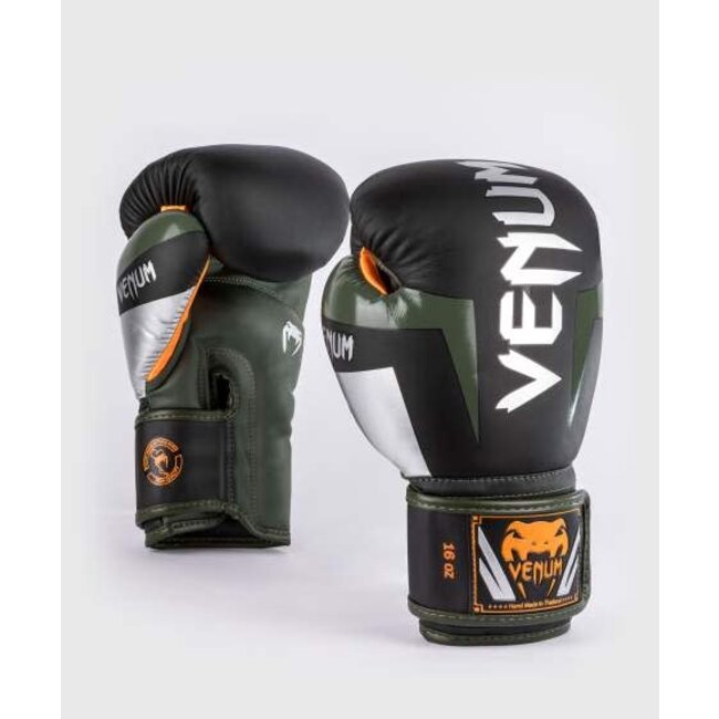 Venum Venum Elite - BOKSHANDSCHOEN - Black/Silver/Kaki