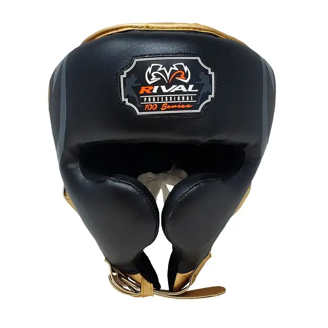 Rival Boxing Gear Rival RHG100 Professionele hoofdbeschermer – Zwart/Goud – Headgear voor Sparren & Training