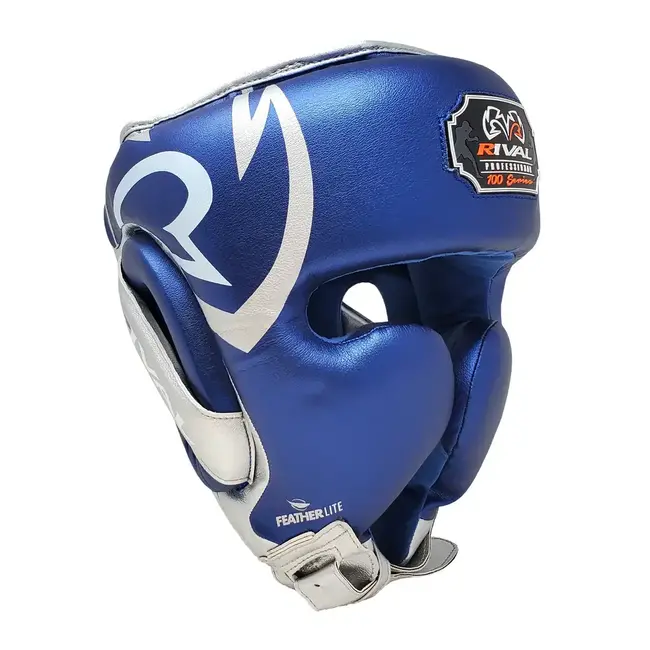 Rival Boxing Gear Rival RHG100 Professionele Bokshoofdbeschermer – Blauw/Zilver – Headgear voor Sparren & Training