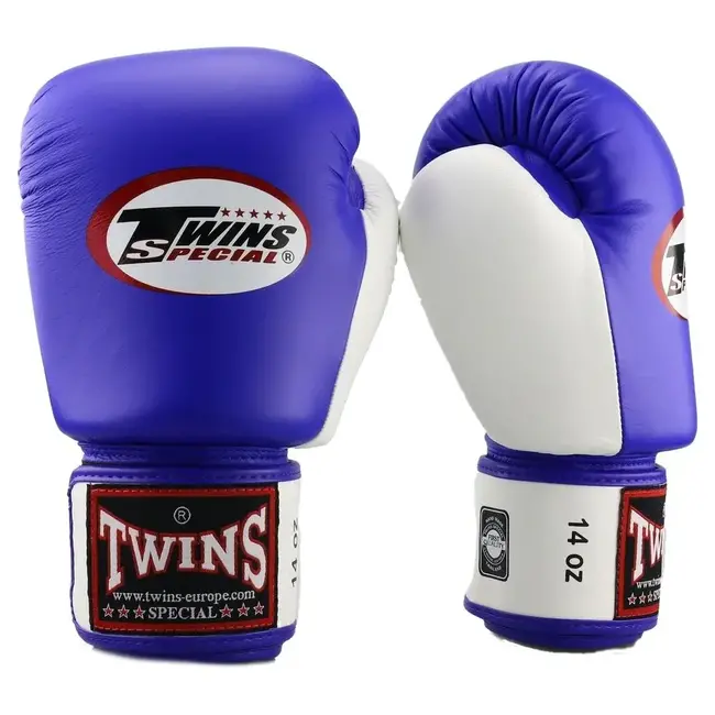 Twins Special BGVLA2 Air Flow Leren Bokshandschoenen – Royal Blue/Wit – 16oz en 14oz
