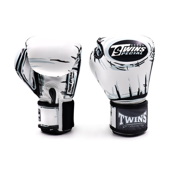 Twins Special Gants de boxe FBGVL3-66 -B blanc/noir – Premium cuir & Topkwaliteit