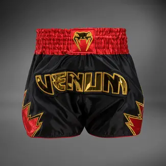 Venum Inferno Muay Thai Shorts – Zwart/Goud/Rood – Thaiboksbroek