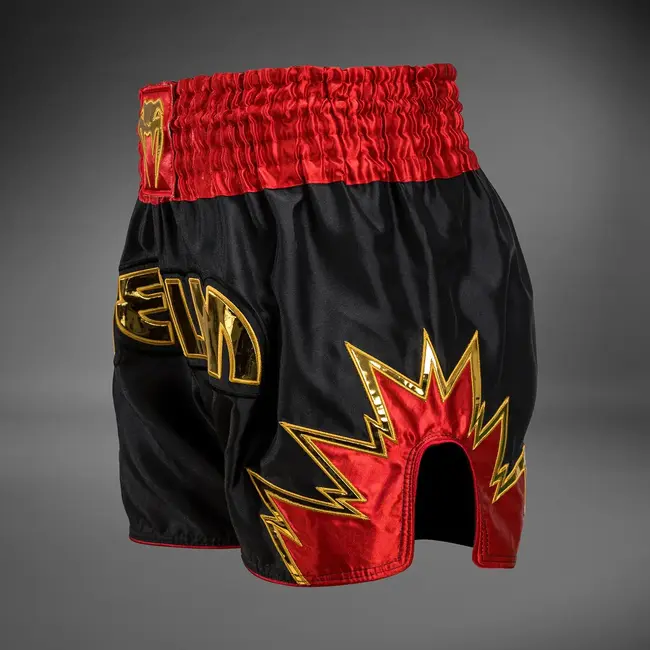 Venum Inferno Muay Thai Shorts – Zwart/Goud/Rood – Thaiboksbroek