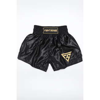 Fightsense Muay Thai Short – Black/Gold