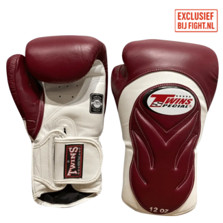 Twins Special Twins Special BGVL 6 Bokshandschoenen – White/Maroon – 100% Leer