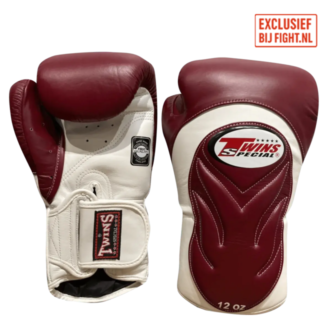 Twins Special Twins Special BGVL 6 Bokshandschoenen – White/Maroon – 100% Leer