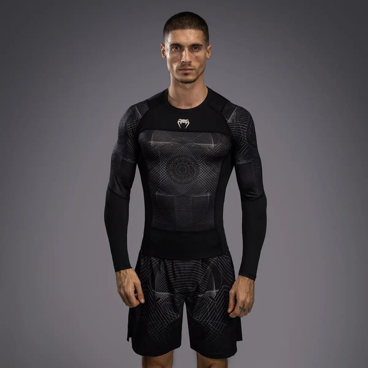 Venum RASH GUARD - G-Fit Air - Deep Black/Desert sable