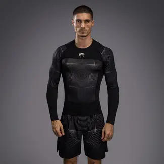Venum RASH GUARD - G-Fit Air - Deep Black/Desert Sand